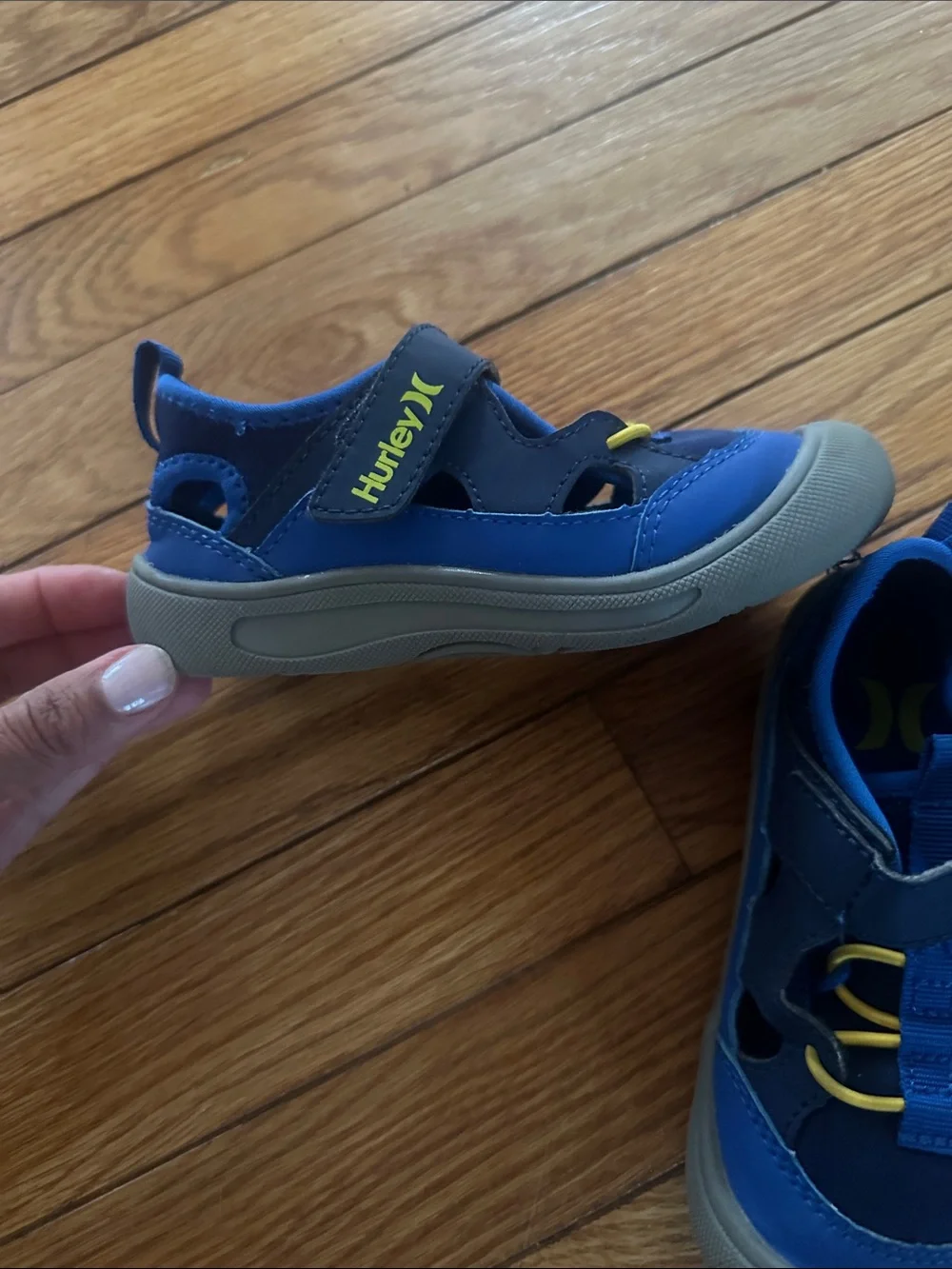 Hurley Blue and Yellow Kids Sneakers with Hook-and-Loop Strap
